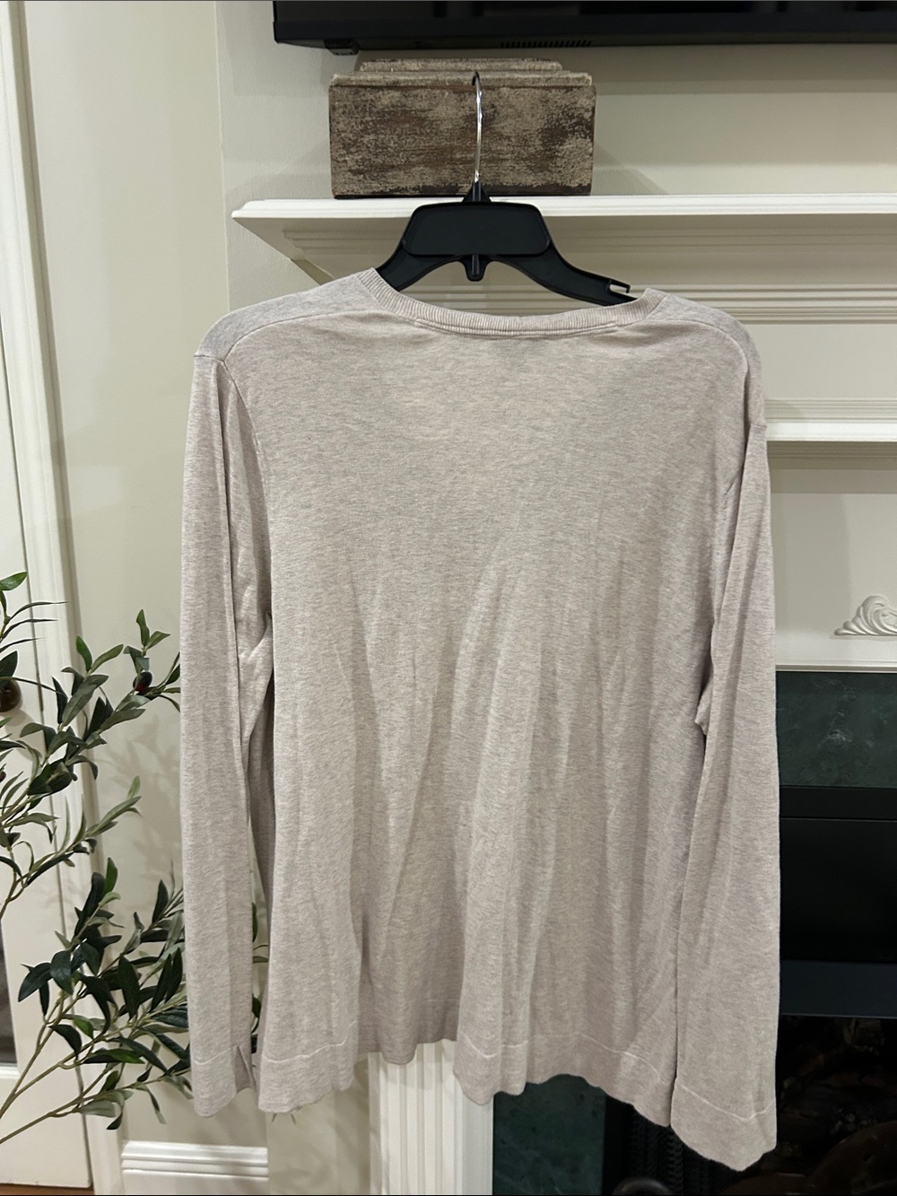 J. Jill Neutral Beige Silk-Cotton V-Neck Sweater - Picture 3 of 3